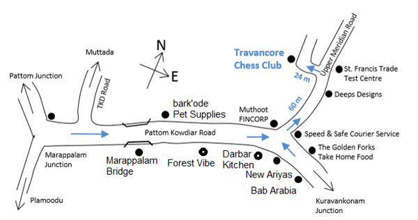 Travancore Chess Club Pattom Location Map